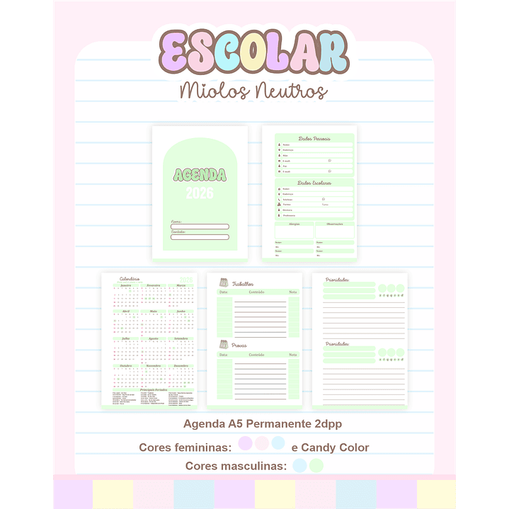 Pack Agendas Miolos Neutros - Completo e Pronto para Imprimir 8