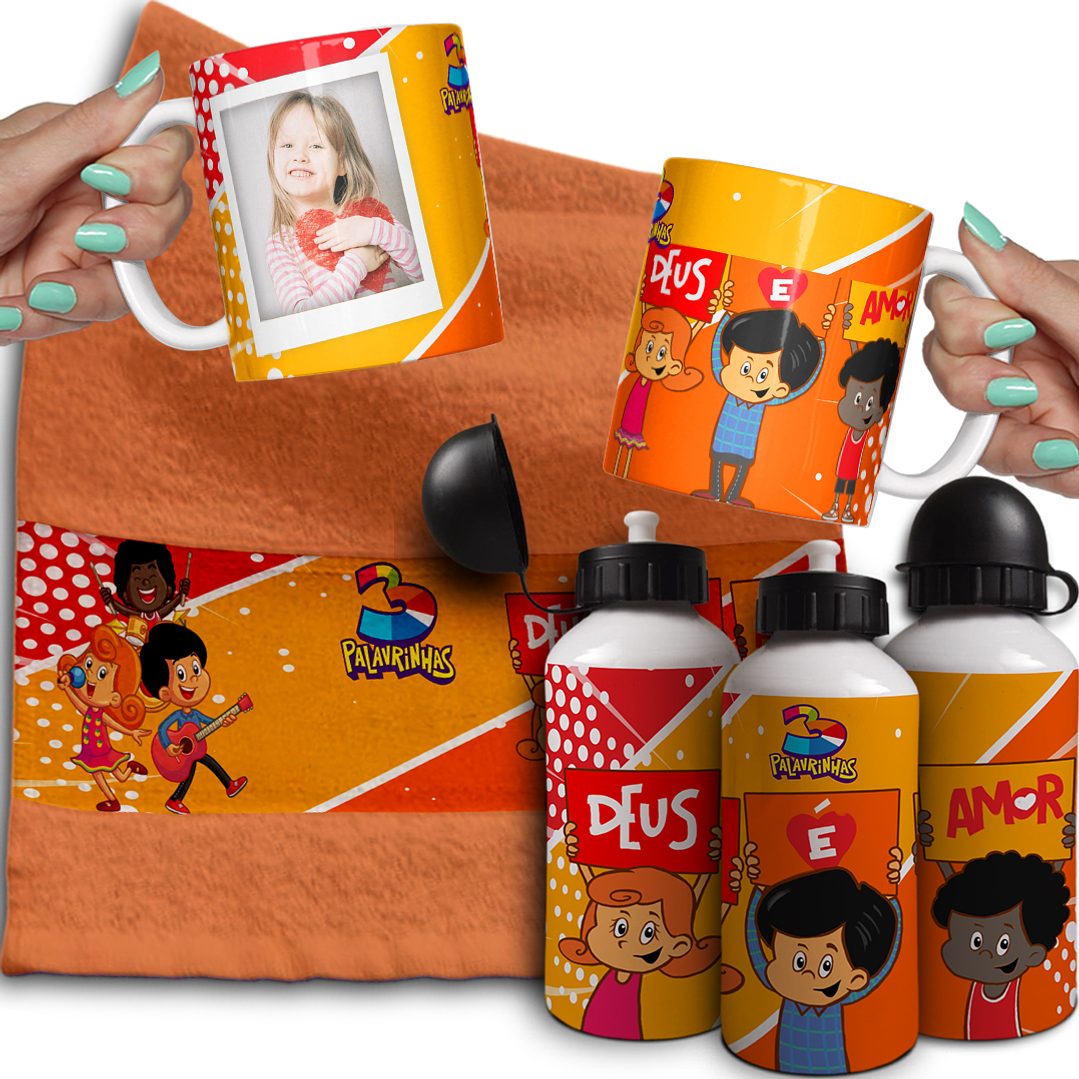Combo de Sublimação Volta às Aulas - Canecas, Toalhinha e Garrafinha  8