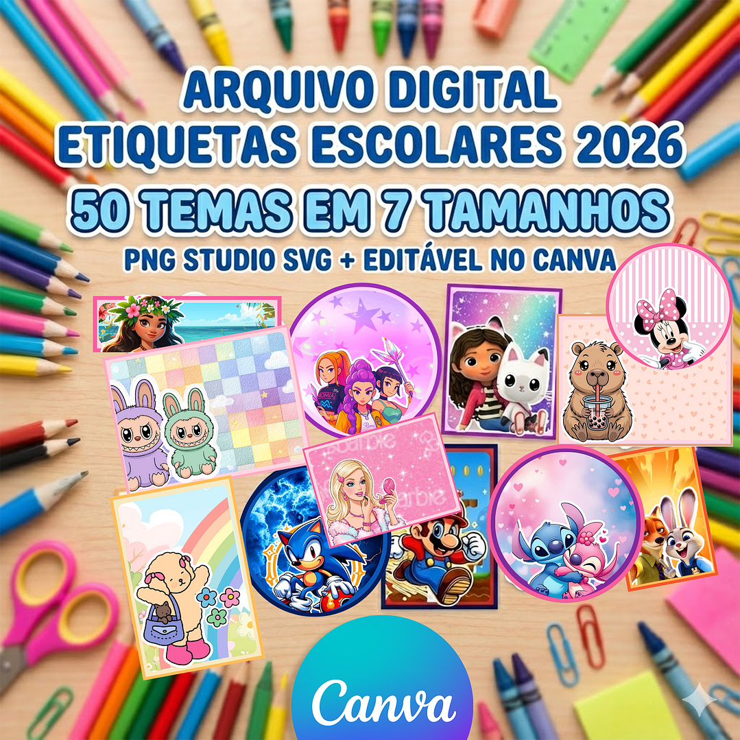Arquivo digital de etiquetas escolares 2026 - Volta às Aulas  1