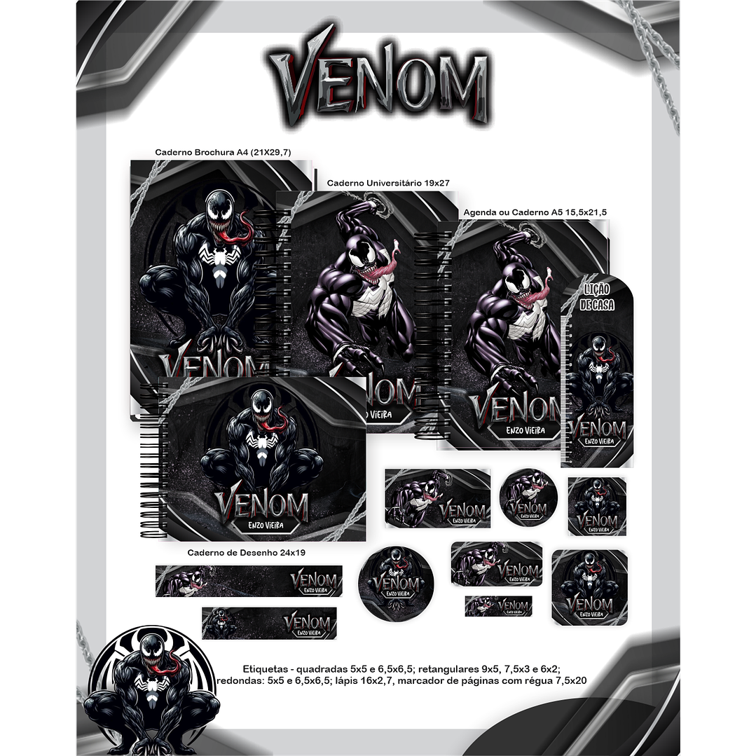 Kit Digital Encadernação Venom - Volta às Aulas Completo 2