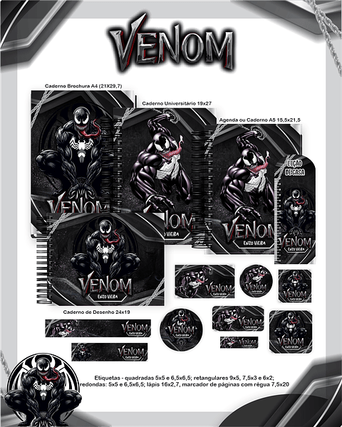 Kit Digital Encadernação Venom - Volta às Aulas Completo