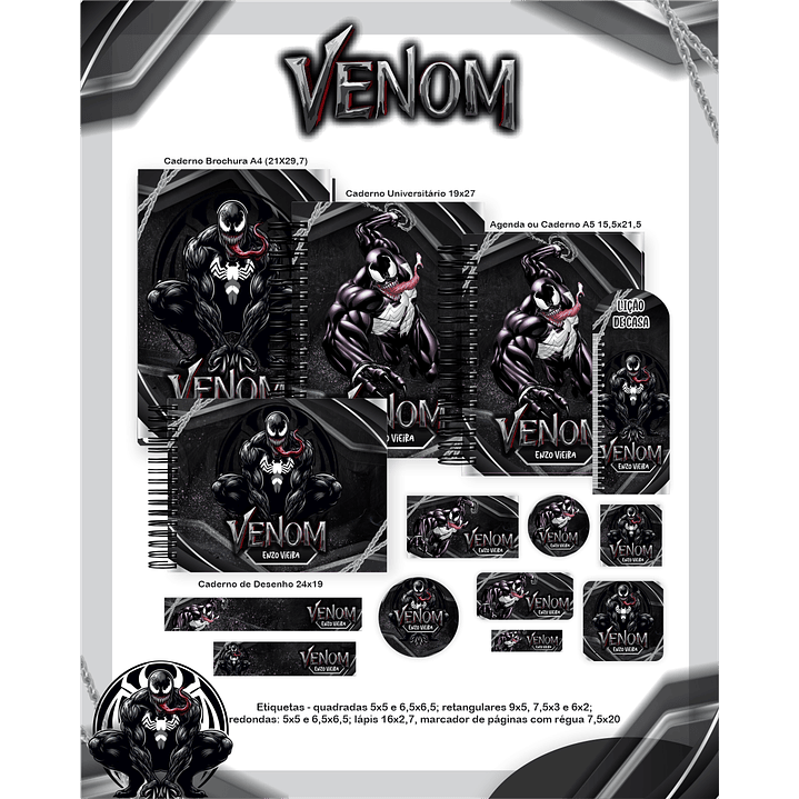 Kit Digital Encadernação Venom - Volta às Aulas Completo 2