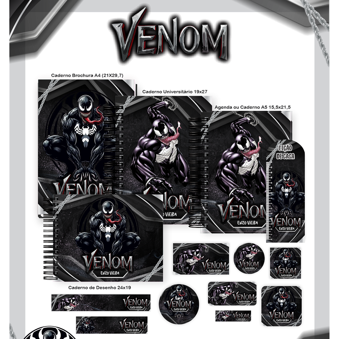Kit Digital Encadernação Venom - Volta às Aulas Completo 1