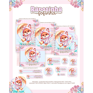 Kit Digital Encadernação Raposinha - Volta às Aulas 