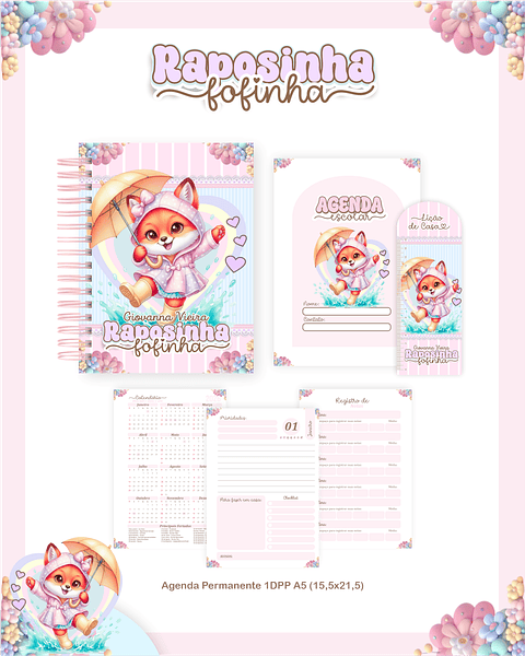 Kit Digital Encadernação Raposinha - Volta às Aulas 
