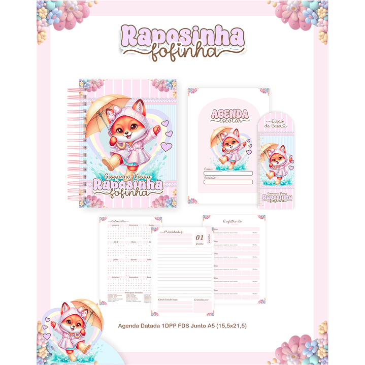 Kit Digital Encadernação Raposinha - Volta às Aulas  4
