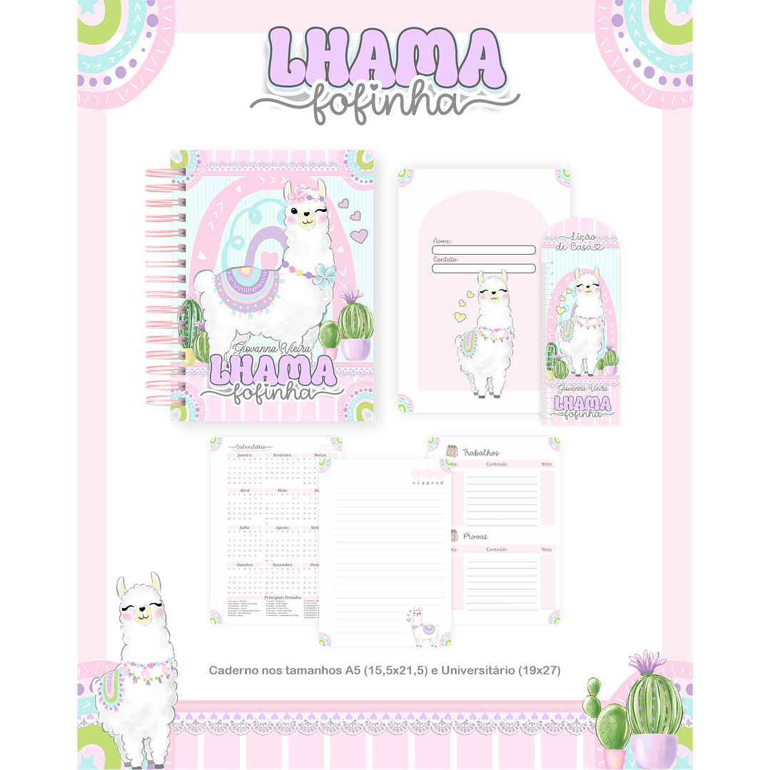 Encadernação Lhama Fofinha - Volta às Aulas Completo 3