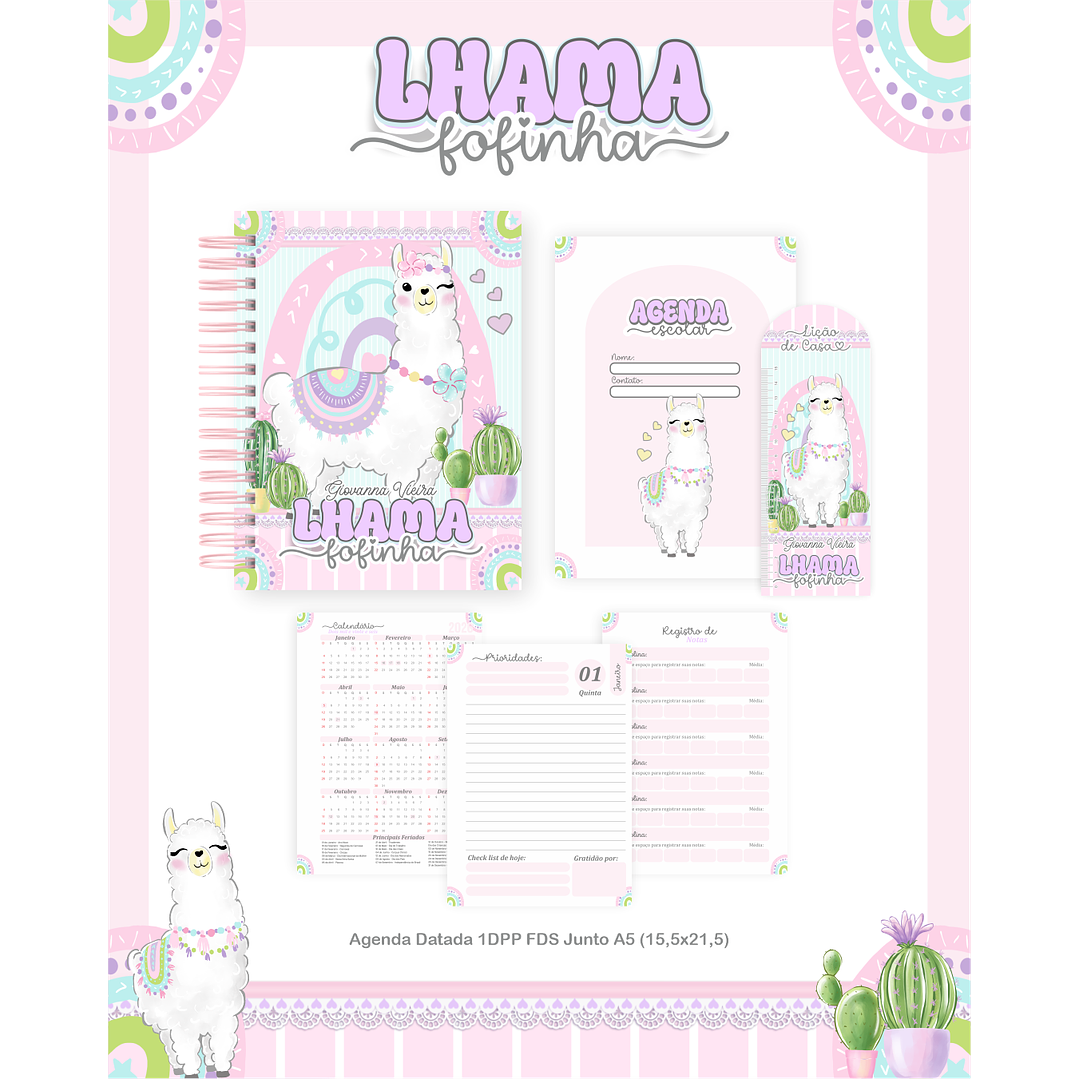 Encadernação Lhama Fofinha - Volta às Aulas Completo 4