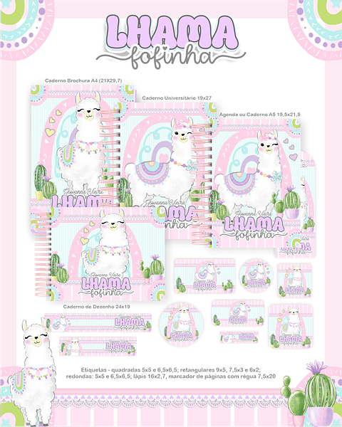 Encadernação Lhama Fofinha - Volta às Aulas Completo