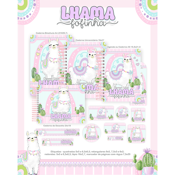 Encadernação Lhama Fofinha - Volta às Aulas Completo 2