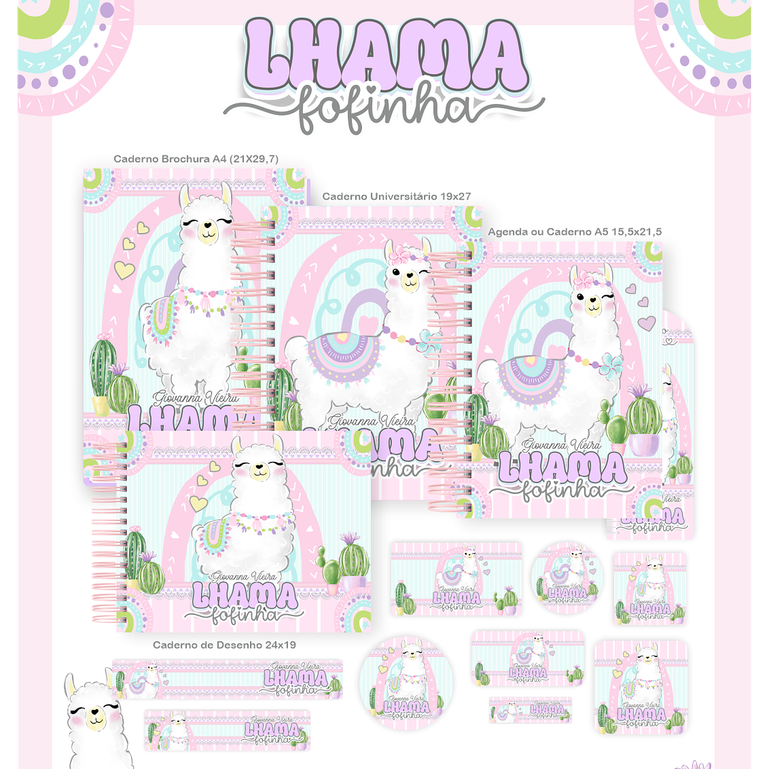 Encadernação Lhama Fofinha - Volta às Aulas Completo 1