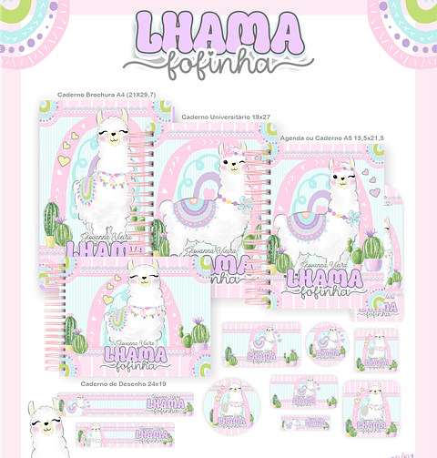 Encadernação Lhama Fofinha - Volta às Aulas Completo