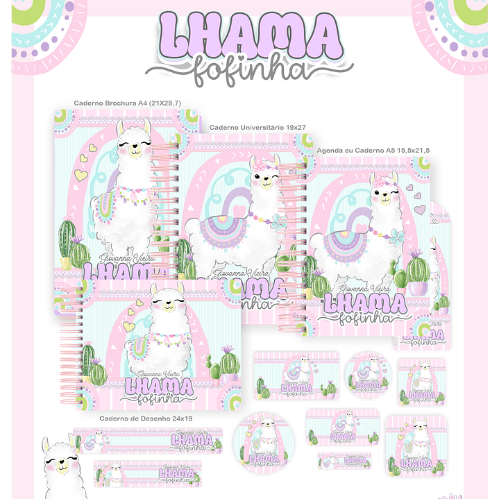 Encadernação Lhama Fofinha - Volta às Aulas Completo 1