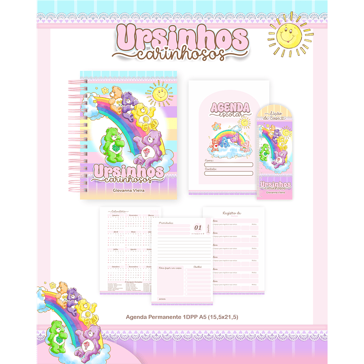 Kit Digital Encadernação Ursinhos Carinhosos - Volta às Aulas  3