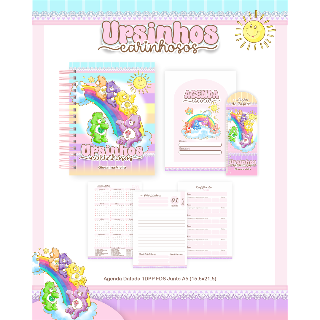 Kit Digital Encadernação Ursinhos Carinhosos - Volta às Aulas  4