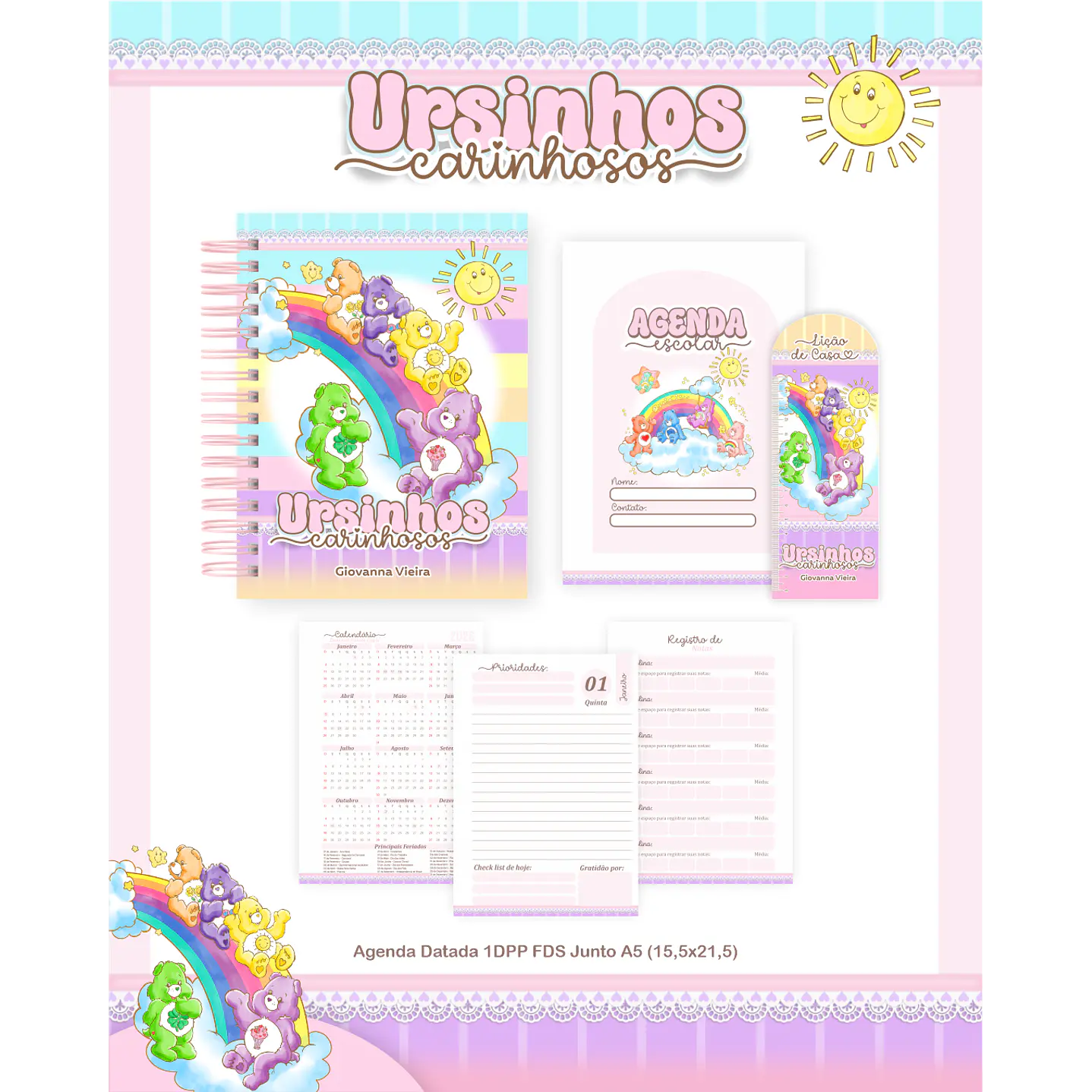 Kit Digital Encadernação Ursinhos Carinhosos - Volta às Aulas  4