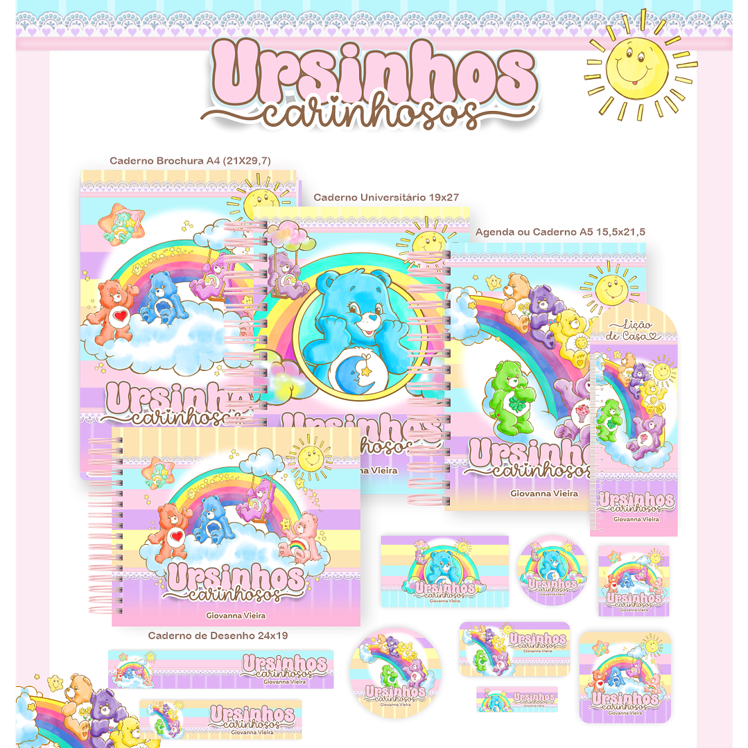 Kit Digital Encadernação Ursinhos Carinhosos - Volta às Aulas  1