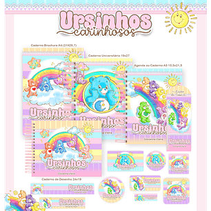 Kit Digital Encadernação Ursinhos Carinhosos - Volta às Aulas 