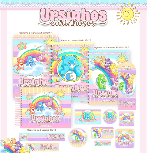 Kit Digital Encadernação Ursinhos Carinhosos - Volta às Aulas 