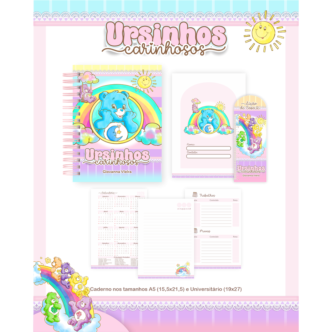 Kit Digital Encadernação Ursinhos Carinhosos - Volta às Aulas  5