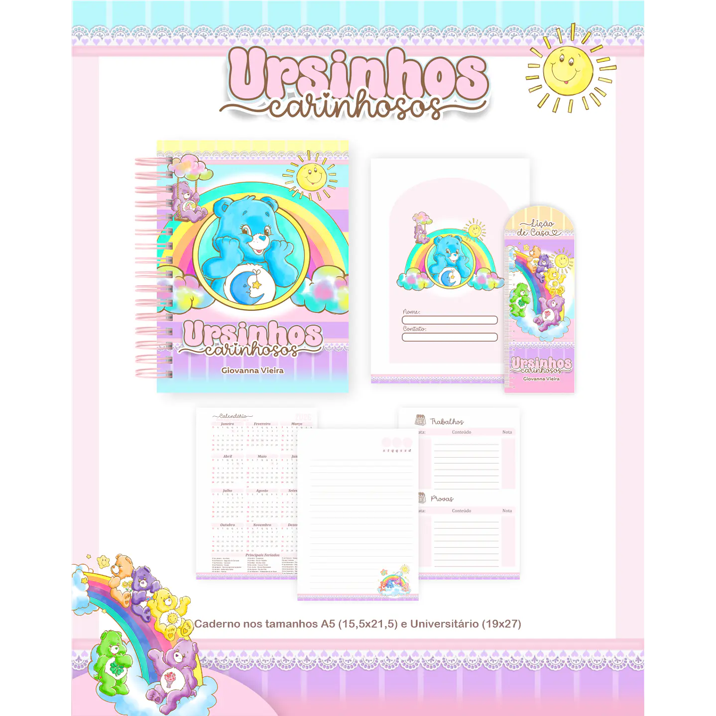 Kit Digital Encadernação Ursinhos Carinhosos - Volta às Aulas  5