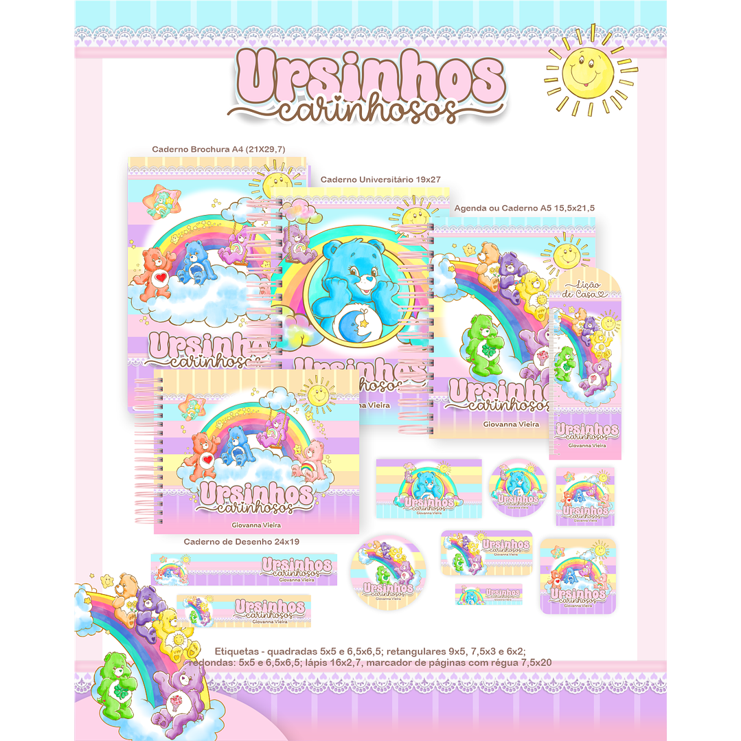Kit Digital Encadernação Ursinhos Carinhosos - Volta às Aulas  2