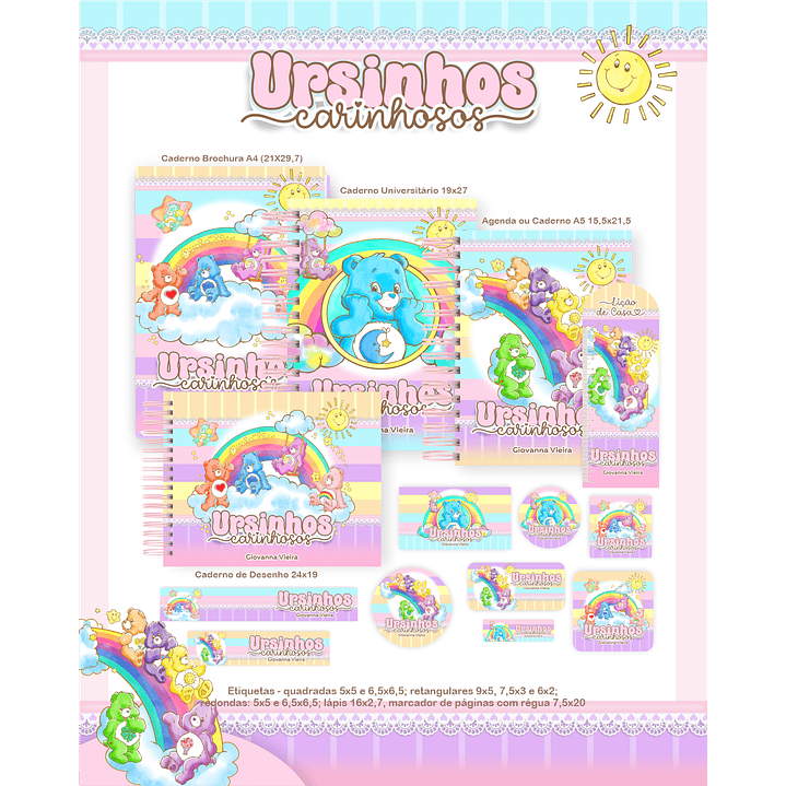 Kit Digital Encadernação Ursinhos Carinhosos - Volta às Aulas  2