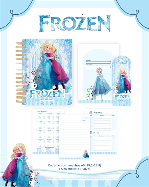 Kit Digital Encadernação Frozen - Volta às Aulas 