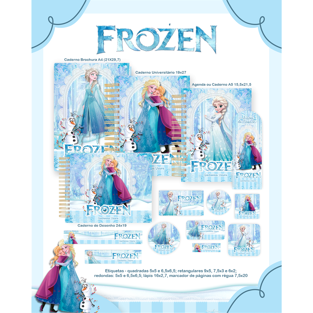 Kit Digital Encadernação Frozen - Volta às Aulas  4