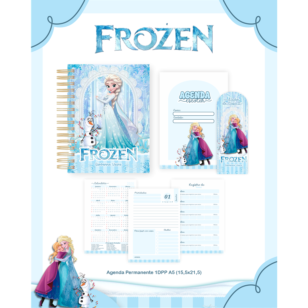 Kit Digital Encadernação Frozen - Volta às Aulas  5