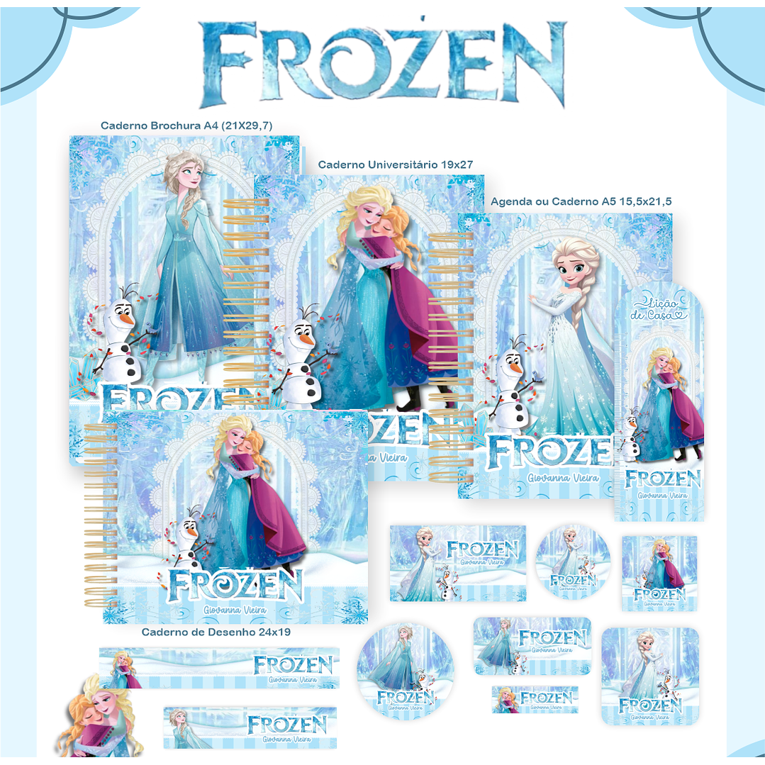 Kit Digital Encadernação Frozen - Volta às Aulas  1
