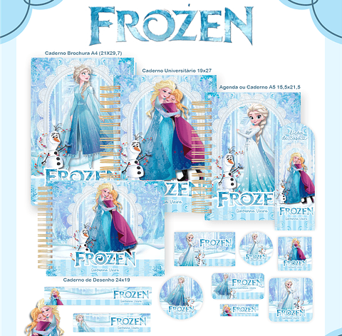 Kit Digital Encadernação Frozen - Volta às Aulas 