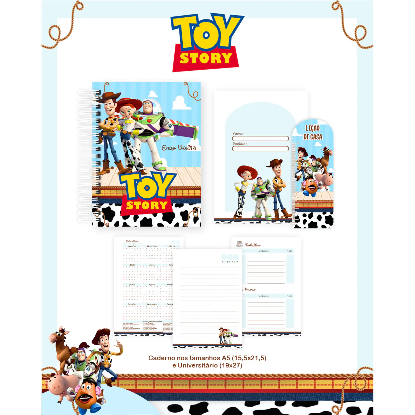 Kit Digital Encadernação Toy Story - Volta às Aulas 4