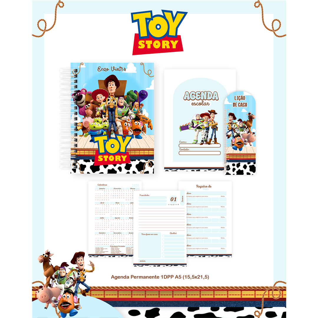 Kit Digital Encadernação Toy Story - Volta às Aulas 5