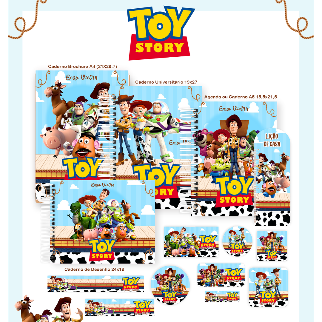 Kit Digital Encadernação Toy Story - Volta às Aulas 1