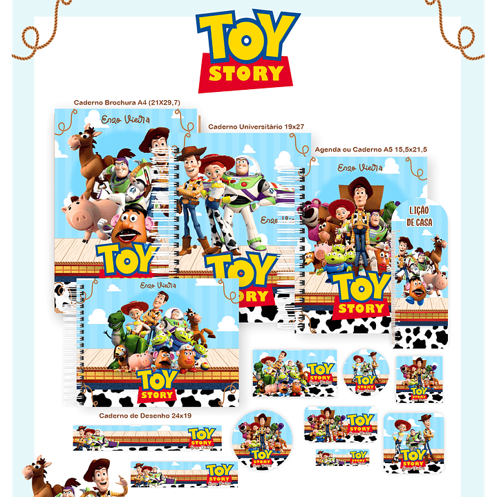 Kit Digital Encadernação Toy Story - Volta às Aulas 1