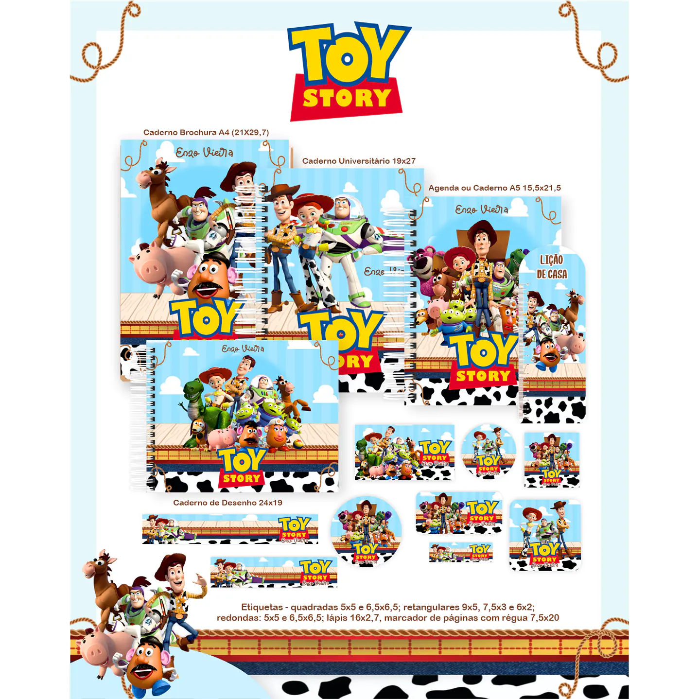 Kit Digital Encadernação Toy Story - Volta às Aulas 3