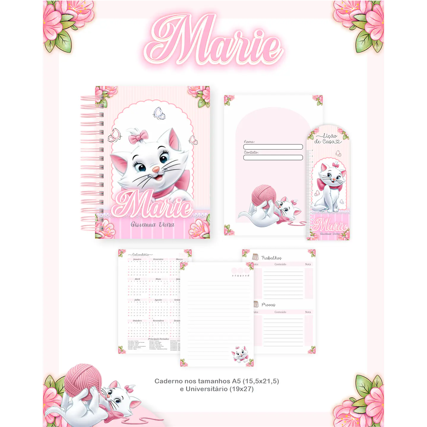 Kit Digital Encadernação Marie - Volta às Aulas Completo 2