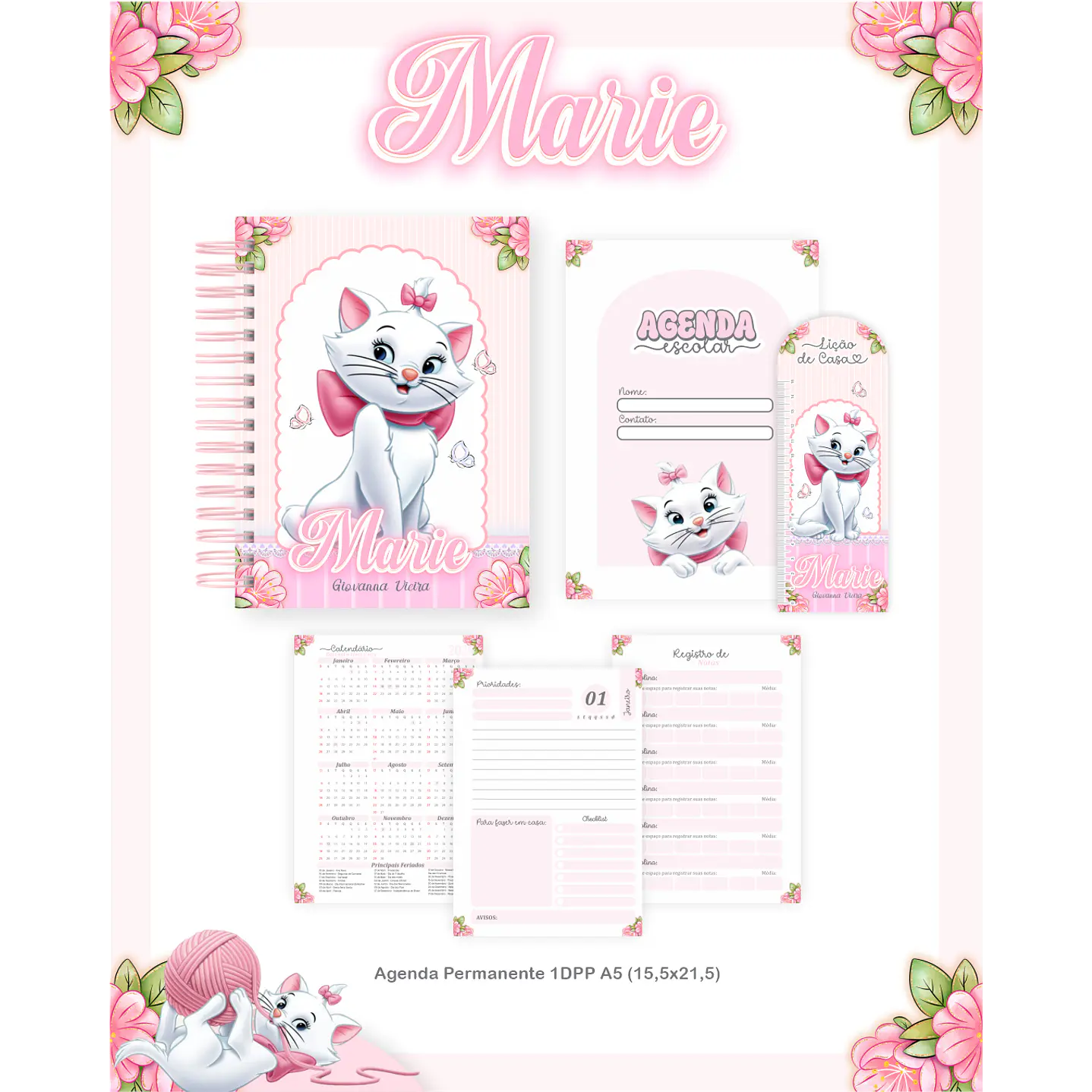 Kit Digital Encadernação Marie - Volta às Aulas Completo 3