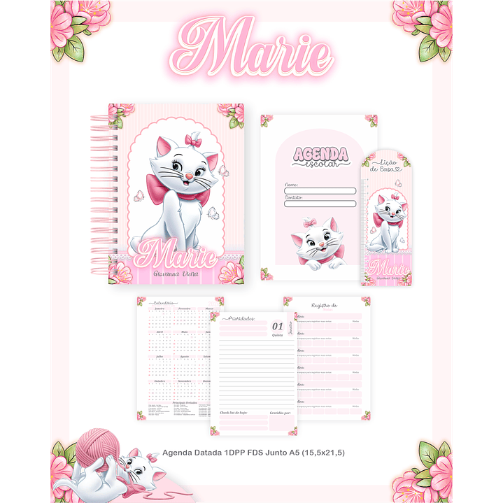 Kit Digital Encadernação Marie - Volta às Aulas Completo 5