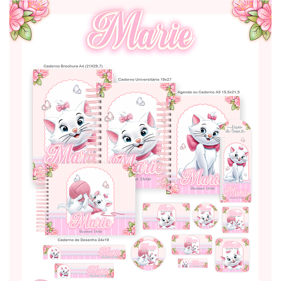Kit Digital Encadernação Marie - Volta às Aulas Completo 1