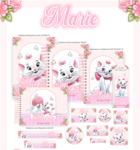 Kit Digital Encadernação Marie - Volta às Aulas Completo