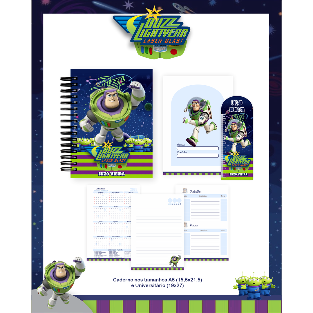 Encadernação Buzz Lightyear - Volta às Aulas Completo 10