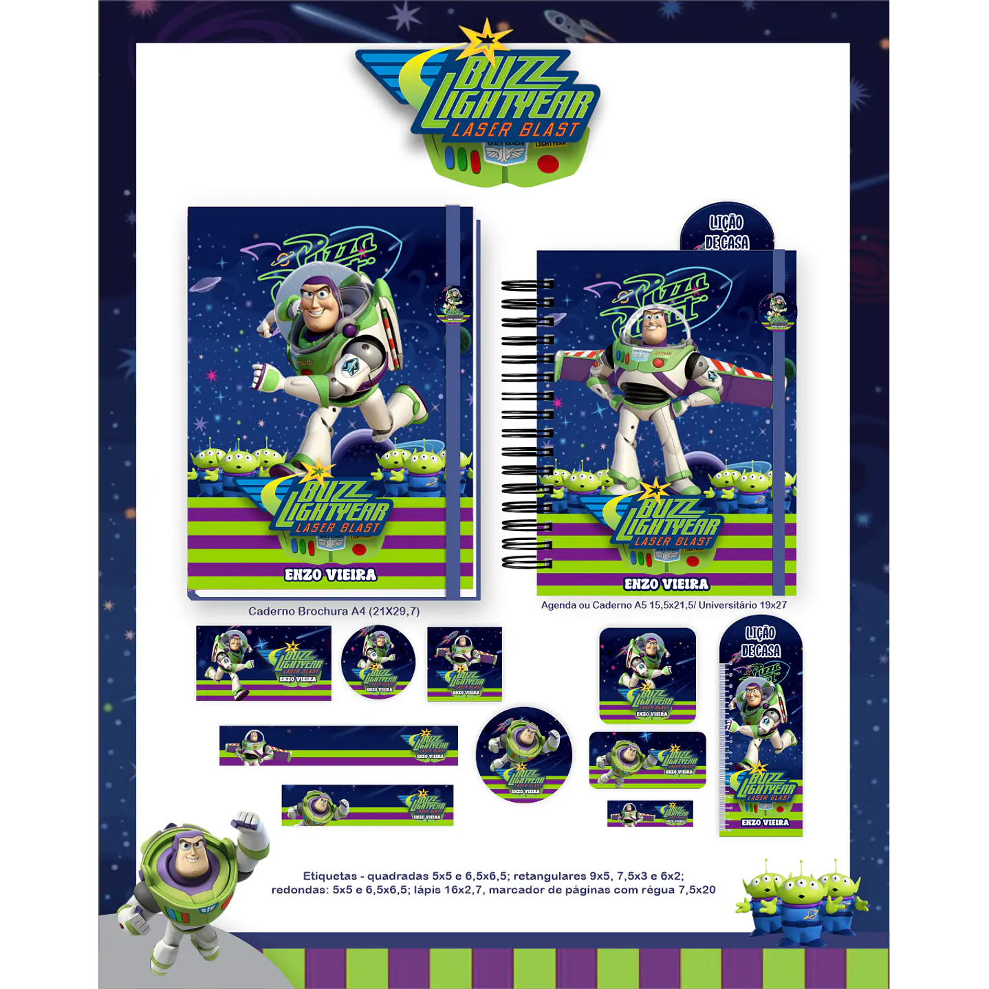 Encadernação Buzz Lightyear - Volta às Aulas Completo 12