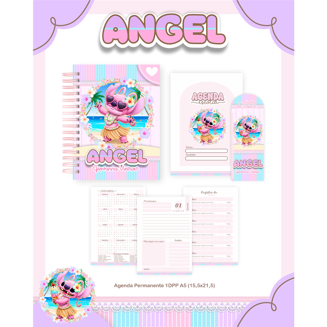 Kit Digital Encadernação Angel Volta às Aulas Completo 2