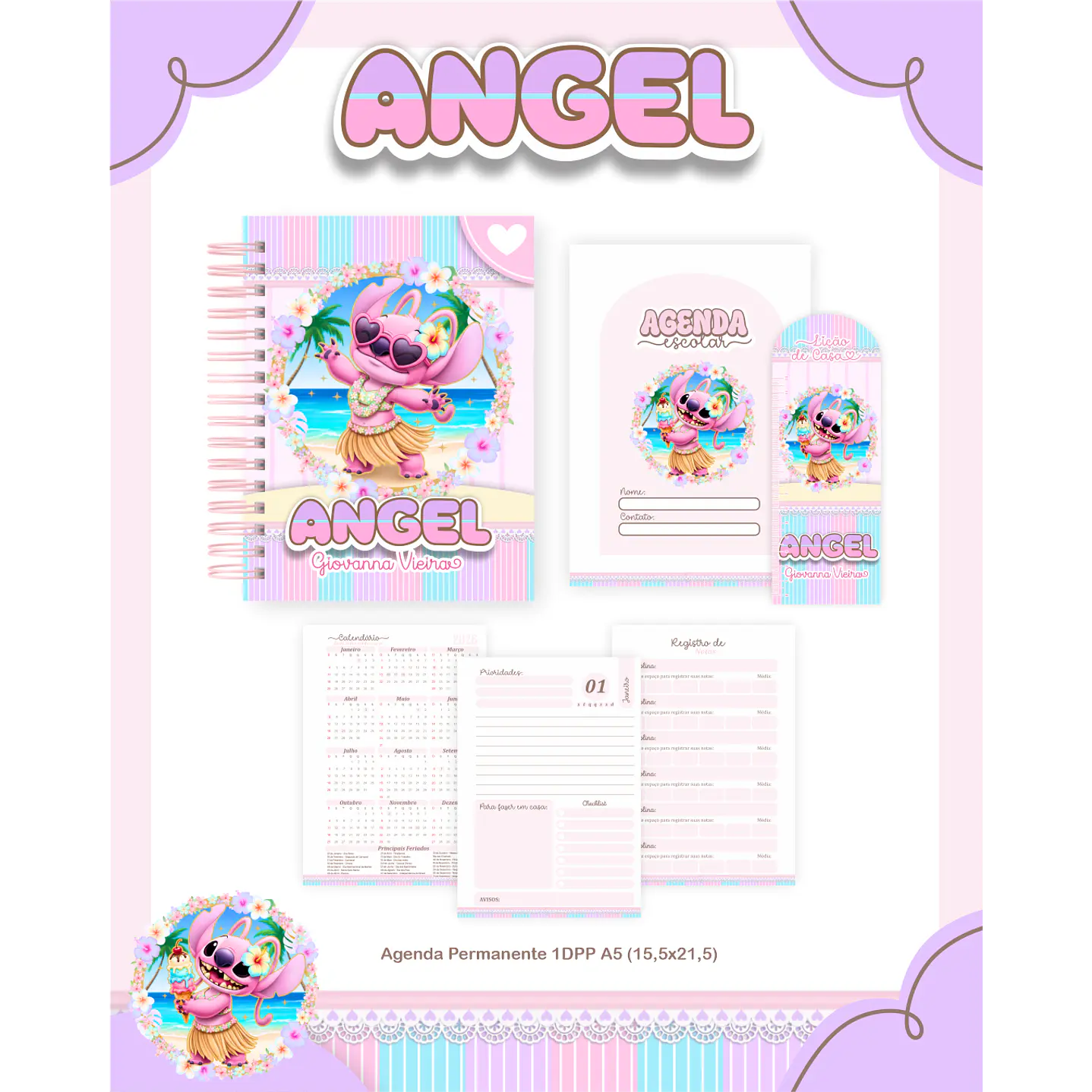 Kit Digital Encadernação Angel Volta às Aulas Completo 2