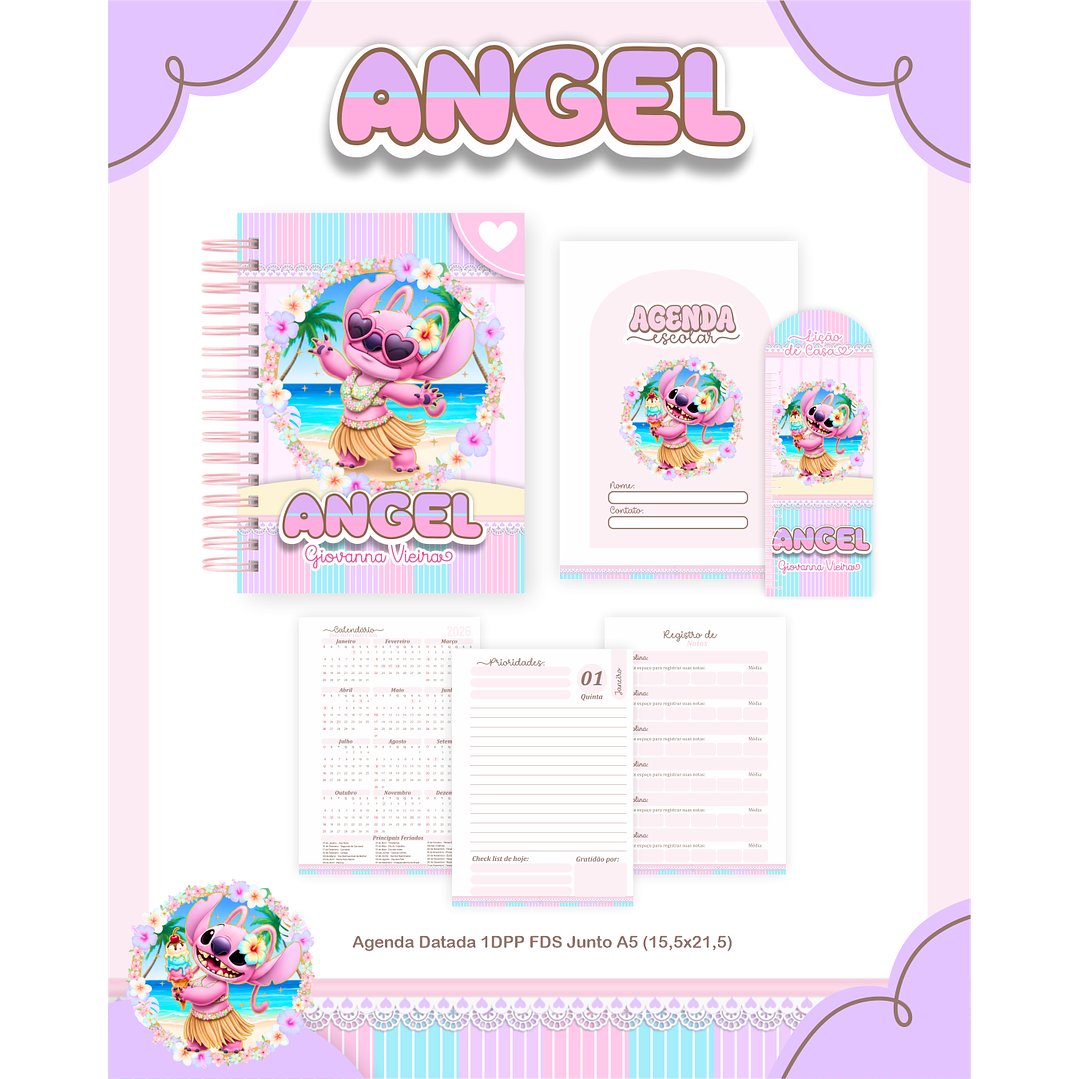 Kit Digital Encadernação Angel Volta às Aulas Completo 4