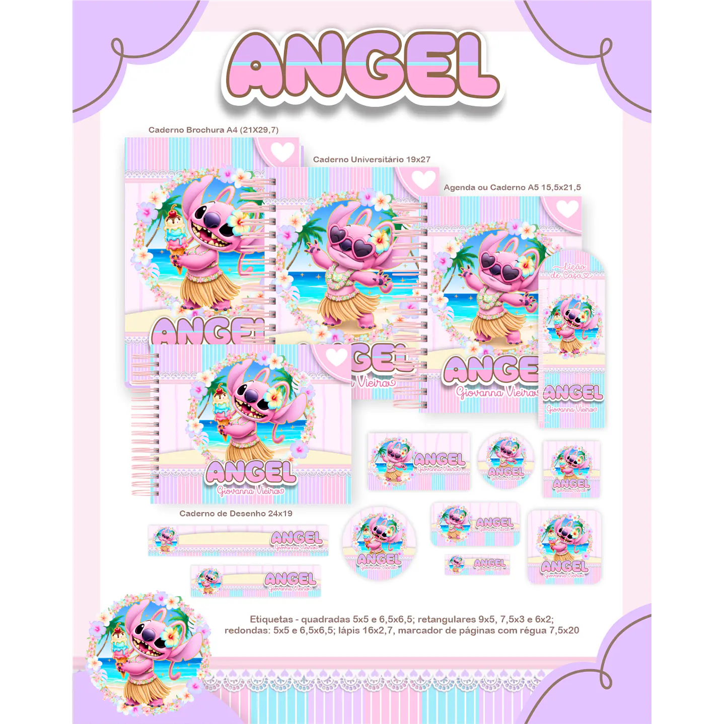 Kit Digital Encadernação Angel Volta às Aulas Completo 3