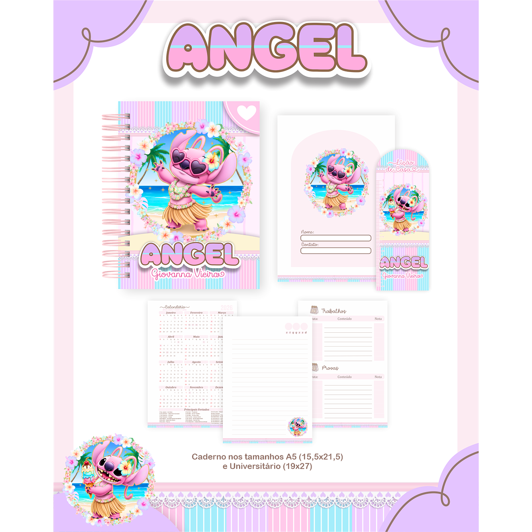 Kit Digital Encadernação Angel Volta às Aulas Completo 5