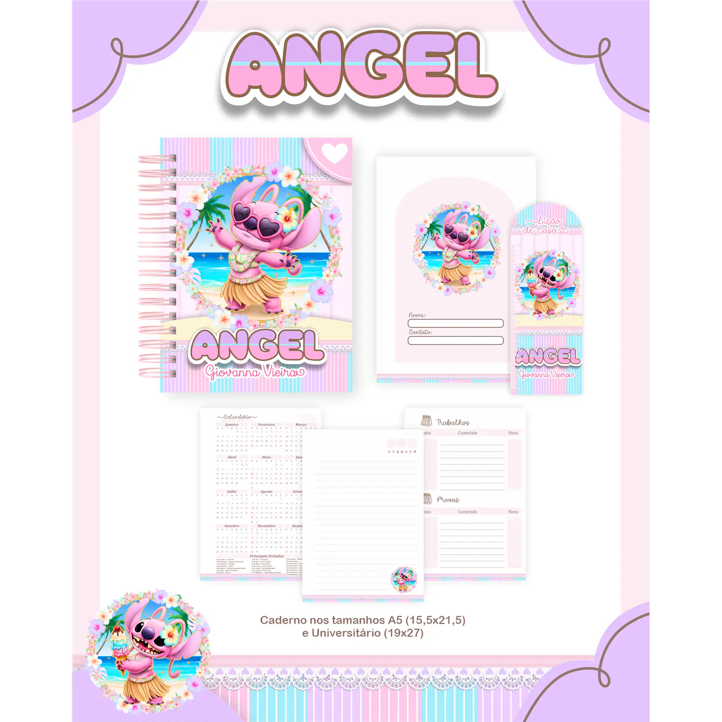 Kit Digital Encadernação Angel Volta às Aulas Completo 5
